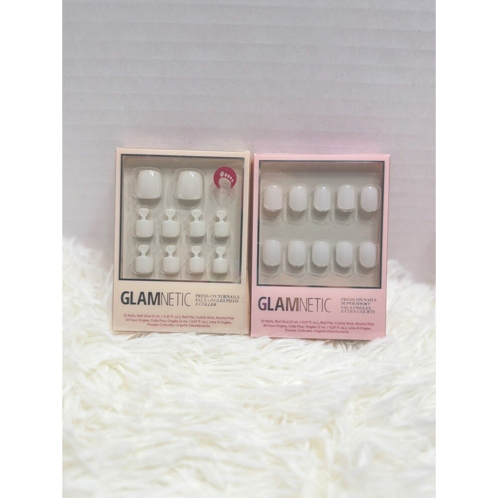 Glamnetic Cool Whip Nails & White Swan Toenails Mani Pedi Set 2 New Complete Kit